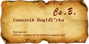 Csesznik Boglárka névjegykártya